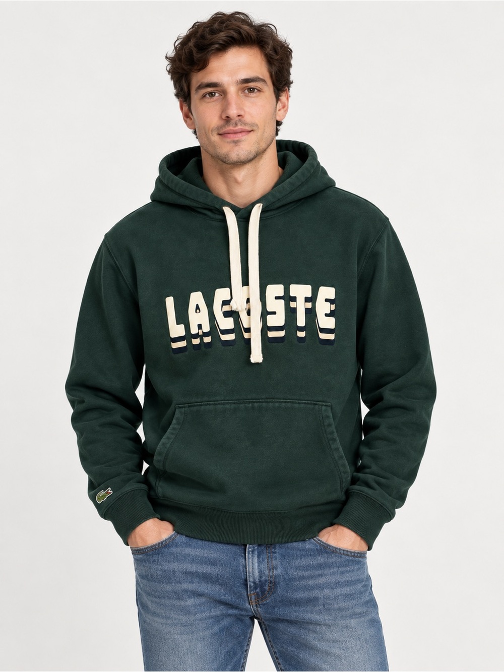 Lacoste Forest Green Logo Pullover Hoodie Men’s M